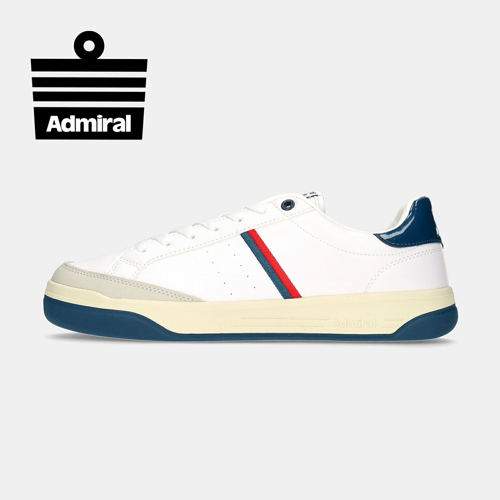 【アドミラルスニーカー公式】Admiral メンズ MERTON(マートン) AD826 ホワイト/ネイビー 白 スニーカー コート 交換可能 送料無料