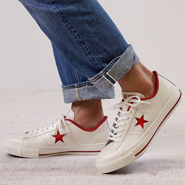 【返品サイズ交換可】CONVERSE コンバース ONE STAR J ワンスター J ホワイト/レッド 靴 （32346512）【e】