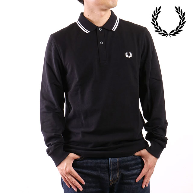 FRED PERRY フレッドペリー メンズ ロングスリーブ ツイン ティップド ポロシャツ 　フレッド・ペリー FREDPERRY LS TWIN TIPPED SHIRT トップス 長袖 鹿の子 BLACK 正規取扱店