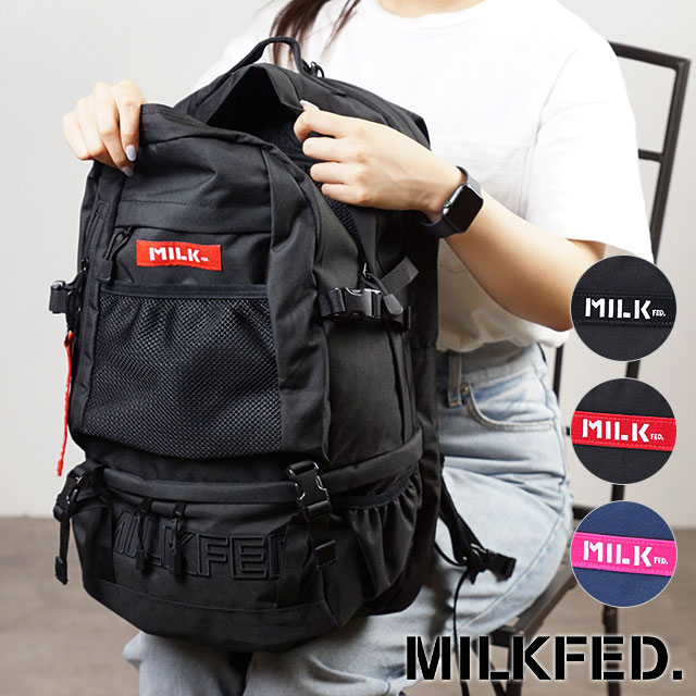 樂天商城 - 【最大100%ポイントバック】MILKFED. ミルクフェド レディース ネオ エンブロイダリー ビッグ バックパック バー NEO EMBROIDERY BIG BACKPACK BAR リュックサック デイパック スクバ 通学 [03192048]【e】 正規取扱店