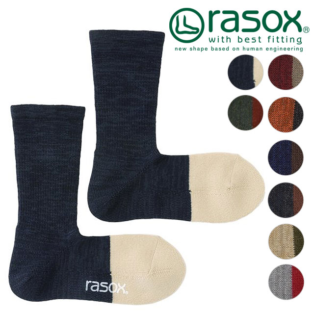 ラソックス rasox メンズ・レディース 靴下 ニューウォームウール・クルー ソックス スニーカー カジュアル （CA182CR02）【メール便可】