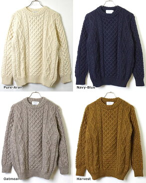 【月間優良ショップ】ケリーウーレンミルズ KERRY WOOLLEN MILLS メンズ 英国製 アランケーブル クルーネックセーター Aran Cable Crew Neck Heavy 厚手ニット （KW19-006 FW19）【ts】