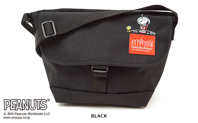 【コラボ】マンハッタンポーテージ × ピーナッツ Manhattan Portage × PEANUTS スヌーピー コインケース付き カジュアルメッセンジャーバッグ Casual Messenger Bag メンズ・レディース BLACK ブラック系 （MP1603PEANUTS19 FW19）