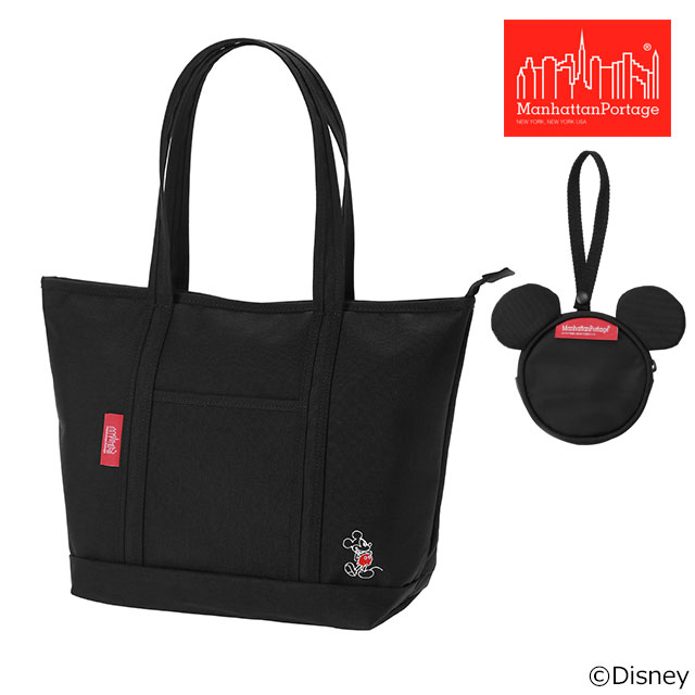 マンハッタンポーテージ Manhattan Portage チェリーヒルトートバッグ ミッキーマウス Cherry Hill Tote Bag Mickey Mouse 2021 （MP1306ZMIC21 FW21） メンズ・レディース ミニポーチ付き ディズニー BLACK 黒 ブラック系