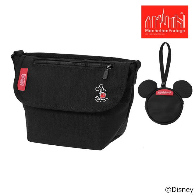 マンハッタンポーテージ Manhattan Portage カジュアルメッセンジャーバッグ ミッキーマウス Casual Messenger Bag Mickey Mouse 2021 （MP1603MIC21 FW21） メンズ・レディース ミニポーチ付き ディズニー ショルダーバッグ BLACK