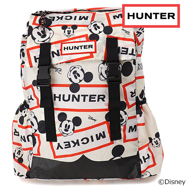 【限定コラボ】ハンター HUNTER リュック ディズニー ミッキーマウスプリント リップストップ パッカブル バックパック DISNEY RIPSTOP PACKABLE BACKPACK （UBB1206NSP FW21） 鞄 デイパック hunter white 白 ホワイト系のサムネイル