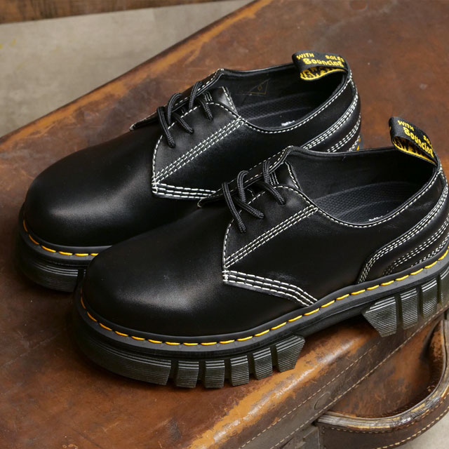 ドクターマーチン Dr.Martens レディース 3ホールシューズ オードリック 3アイレット キルテッドシューズ [27812001 FW22] Audrick 3i QLTD Shoe 厚底ソール Black Nappa Lux