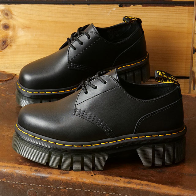 ドクターマーチン Dr.Martens レディース 3ホールシューズ オードリック 3アイレット （27147001 FW22） Audrick 3i Shoe 厚底ソール Black Nappa Lux