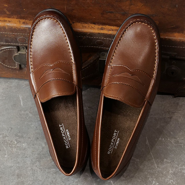 ロックポート ROCKPORT レザーシューズ クラシックローファー ライト ペニー （M76444W FW22） Classic Loafer Lite Penny メンズ 革靴 ワイドワイズ ビジネス Dk Brown 茶 ブラウン系