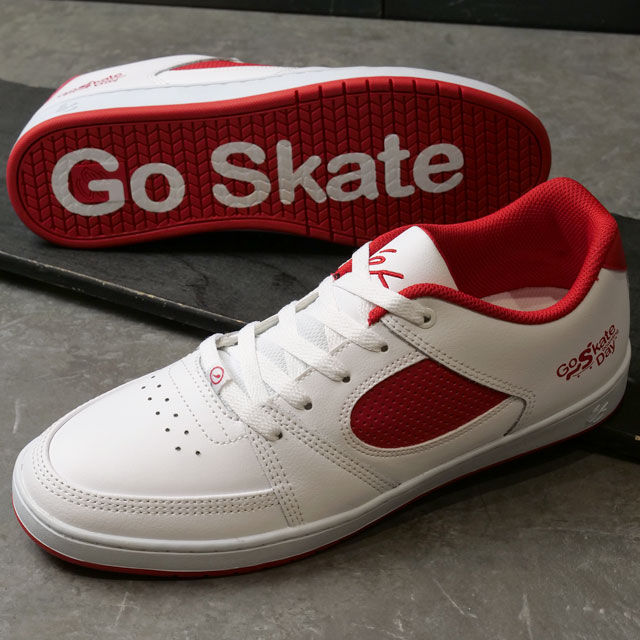 エス eS メンズ スニーカー アクセル スリム × ゴースケートボーディングデイ （5101000210 FW23） ACCEL SLIM X GO SKATEBOARDING DAY スケートボーディングシューズ WHITE/RED 白 ホワイト系