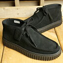 クラークス Clarks メンズ スニーカー トーヒルハイ （26173664） Torhill Hi 靴 モカシン 厚底ソール Black-Sde