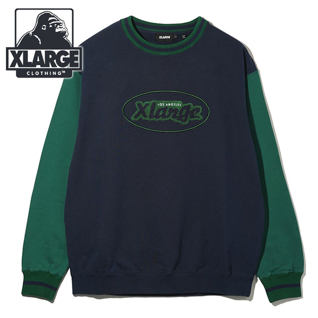 エクストララージ XLARGE メンズ レトロクルーネックスウェット （101233012025 FW23SPOT） RETRO CREWNECK SWEAT x-large エックスラージ トップス トレーナー GREEN