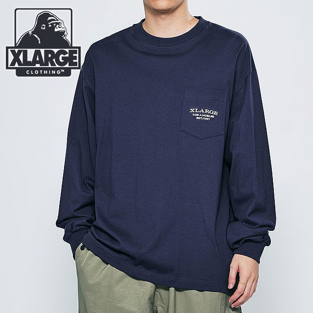 エクストララージ XLARGE メンズ オールドピックアップトラック ロングスリーブポケットTシャツ （101234011002 HO23） OLD PICK UP TRUCK L/S POCKET TEE x-large エックスラージ トップス 長袖 カットソー NAVY