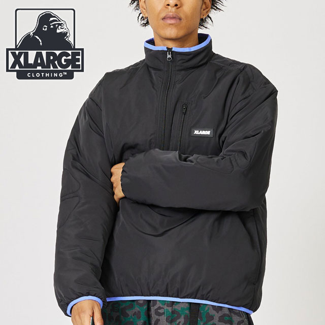 エクストララージ XLARGE メンズ ハーフジップ パイピングジャケット （101234021007 HO23） HALF ZIP PIPING JACKET x-large エックスラージ アウター プルオーバー 中綿 BLACK