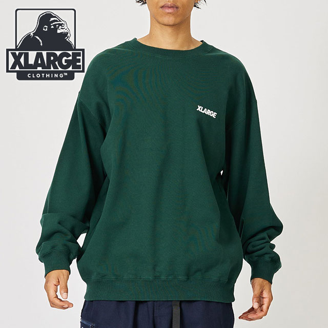 エクストララージ XLARGE メンズ シェニール スランテッドOG クルーネックスウェットシャツ （101234012010 HO23） CHENILLE SLANTED OG CREWNECK SWEATSHIRT x-large エックスラージ トップス トレーナー GREEN【e】【ts】