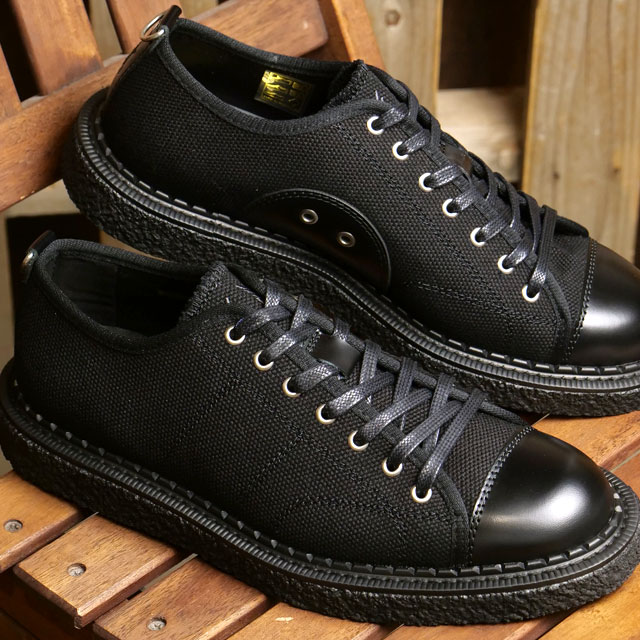 フレッドペリー FREDPERRY メンズ スニーカー ジョージコックス モンキーシューズ ヘビーキャンバス （SB6335-102 FW23Q4） FP×GEORGE COX MONKEY SHOE HVY CNVS 靴 ローカット コラボシューズ BLACK