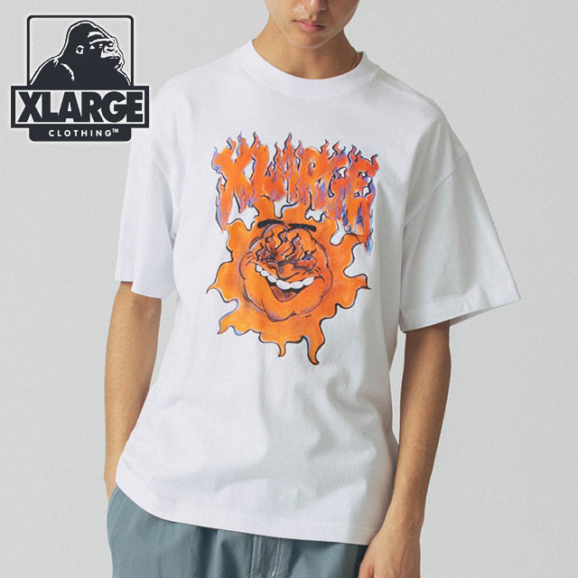 エクストララージ XLARGE エックスエルバーニンブ ショートスリーブ Tシャツ （101243011005 FW24） XL BURNING S/S TEE メンズ トップス 半袖 プリントティー x-large エックスラージ WHITE 【メール便可】