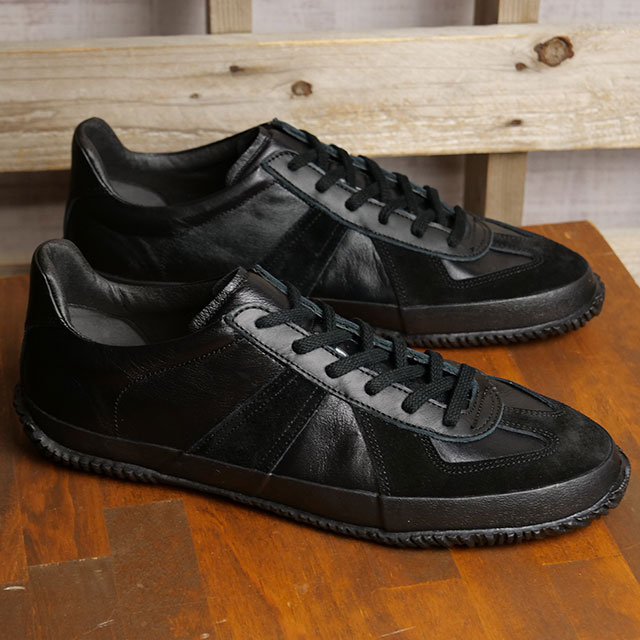 樂天商城 - 【最大100%ポイントバック】返品交換送料無料 SPINGLE スピングル スニーカー ジャーマントレーナー [SP1047-05 FW24] SP-1047 メンズ 日本製 カンガルーレザー カウレザー Black 正規取扱店