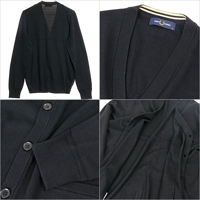 【5/31まで！最大100％ポイントバック！】フレッドペリー FRED PERRY クラシックカーディガン （K9551-198 FW24） CLASSIC CARDIGAN メンズ トップス ニット Vネック BLACK