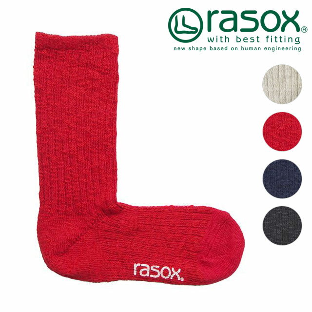【4/30まで！最大100％ポイントバック！】ラソックス rasox 靴下 ビッグスラブコットン・クルー （CA240CR05 FW24） メンズ・レディース 日本製 リブ編み クルーソックス 【メール便可】