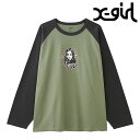 【5/31まで!最大100%ポイントバック!】エックスガール X-girl フェイスアンドスター B/B ビッグTシャツ (105244011003 FW24WINTER) FACE AND STARS B/B BIG TEE レディース トップス カットソー 長袖 OLIVE(4)