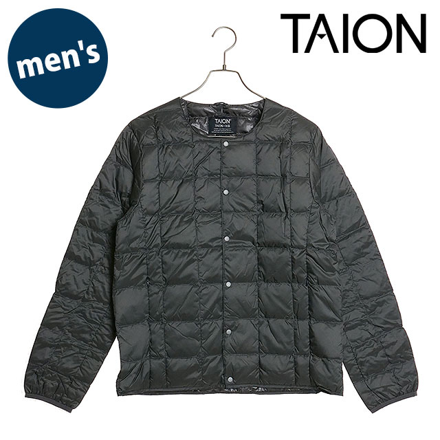 樂天商城 - TAION タイオン クルーネックボタンダウンジャケット [TAION-104 FW24] M CREW NECK DOWN JKT メンズ アウター インナーダウン ベーシック D.CHARCOAL 正規取扱店