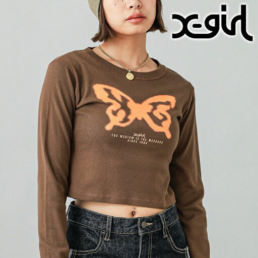 【6/30まで!最大100%ポイントバック!】エックスガール X-girl サプライバタフライプリント ロングスリーブ ベイビーTシャツ (105244011002 FW24WINTER) SPRAY BUTTERFLY PRINT L/S BABY TEE レディース 長袖 ショート丈 BROWN 【メール便可】【ts】 正規取扱店【e】 【6/30まで!最大100%ポイントバック!】エックスガール X-girl サプライバタフライプリント ロングスリーブ ベイビーTシャツ (105244011002 FW24WINTER) SPRAY BUTTERFLY PRINT L/S BABY TEE レディース 長袖 ショート丈 BROWN 【メール便可】【ts】 正規取扱店【e】