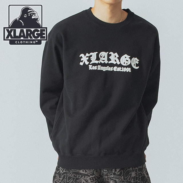 【6/30まで！最大100％ポイントバック！】エクストララージ XLARGE オールドイングリッシュロゴ クルーネック スウェットシャツ （101244012025 FW24SPOT） OLD ENGLISH LOGO CREWNECK SWEATSHIRT メンズ x-large エックスラージ トップス トレーナー BLACK
