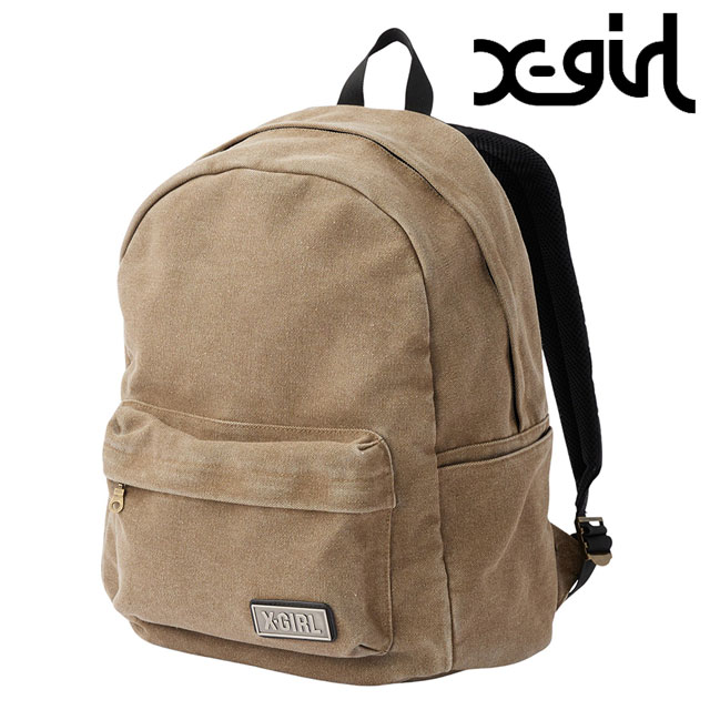 【4/30まで!最大100%ポイントバック!】エックスガール X-girl キャンバスデイパック (105244053010 FW24WINTER) CANVAS DAYPACK レディース 鞄 リュック バックパック BROWN