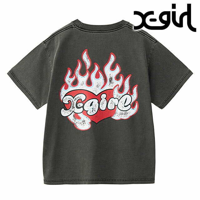 【20％OFF／SALE】エックスガール X-girl ファイヤーハートロゴ ショートスリーブティー [105253011010 FW25] FIRE HEART LOGO S/S TEE レディース Xgirl トップス 半袖Tシャツ BLACK 【メール便可】 正規取扱店【ts】【e】