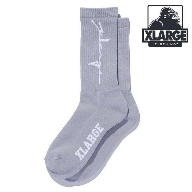 樂天商城 - 【30%OFF/SALE】XLARGE エクストララージ ディストーション ロゴソックス [101253054001 FW25] DISTORTION LOGO SOCKS メンズ 靴下 クルーソックス GREY 【メール便可】 正規取扱店【ts】【e】