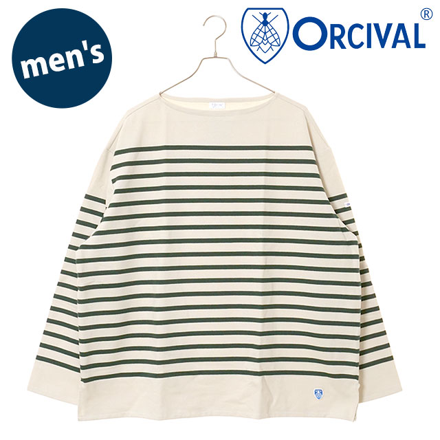 樂天商城 - ORCIVAL オーシバル ボートネック ロングスリーブプルオーバー [#6231 FW25] BOAT NECK LONG SLEEVE P.O. フランス製 メンズ トップス カットソー 長袖Tシャツ ボーダー FLOUR/FRENCH-BEAN 正規取扱店