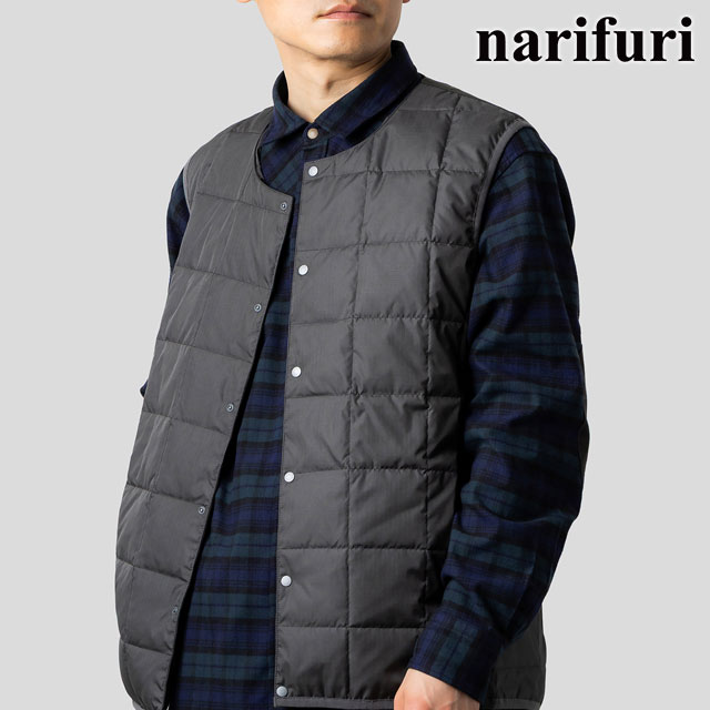 樂天商城 - 【最大100%ポイントバック】narifuri ナリフリ TAION サイドポケットインナーダウンベスト [NFTA-09 FW25] メンズ トップス タイオン コラボ CHARCOAL 正規取扱店