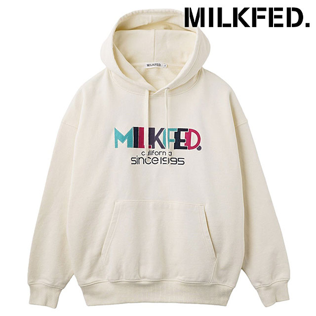 【最大100%ポイントバック!】ミルクフェド MILKFED. レトロロゴフェルトパッチ スウェットフーディー [103254012011 FW25] RETRO LOGO FELT PATCH SWEAT HOODIE レディース トップス プルオーバーパーカー オフホワイト 正規取扱店