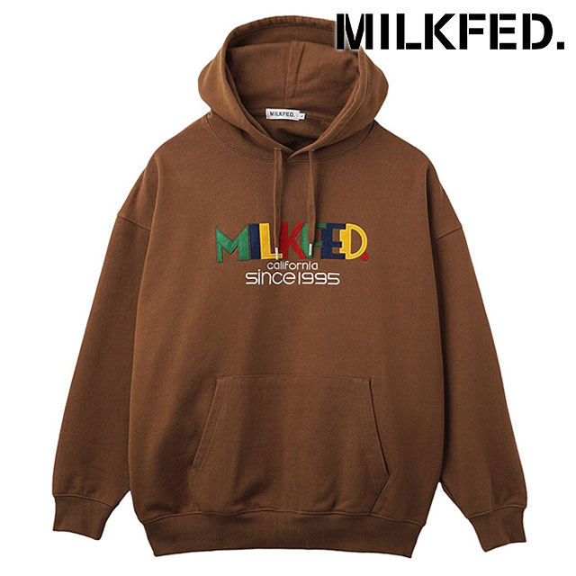 【最大100%ポイントバック!】ミルクフェド MILKFED. レトロロゴフェルトパッチ スウェットフーディー [103254012011 FW25] RETRO LOGO FELT PATCH SWEAT HOODIE レディース トップス プルオーバーパーカー ブラウン 正規取扱店