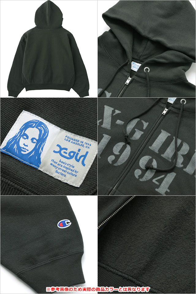 ���å��������� X-girl �����ԥ��� ��С����������� ���åץ��åץա��ǥ��� [105254012023 FW25] X-girl x Champion REVERSE WEAVE R STENCIL LOGO ZIP UP HOODIE ��ǥ����� xgirl ����� �ȥåץ� �������åȥѡ����� ���å��� ���졼 �����谷Ź