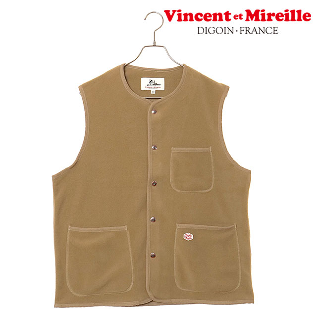 【10/31まで!最大100%ポイントバック】ヴァンソン エ ミレイユ VINCENT ET MIREILLE フリースベスト [VM252FL00230-23 FW25] FLEECE VEST メンズ ライトアウター 前ボタン BEIGE 正規取扱店