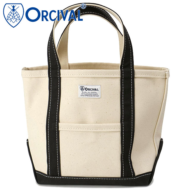 樂天商城 - 【最大100%ポイントバック】ORCIVAL オーシバル トートバッグ スモール [OR-H0285-KWC] TOTE BAG SMALL メンズ・レディース ユニセックス 鞄 日本製 キャンバストート 小サイズ 帆布 ホワイト系 ECRU/CHARCOAL 正規取扱店
