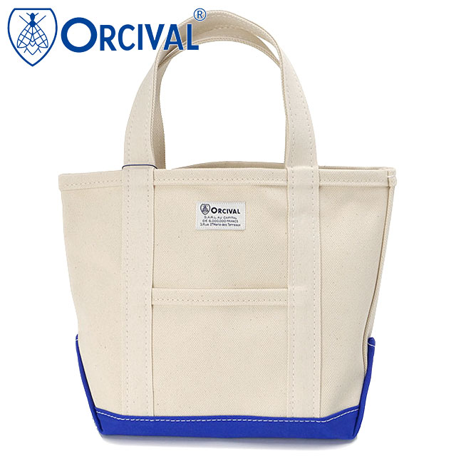 樂天商城 - 【最大100%ポイントバック】ORCIVAL オーシバル トートバッグ スモール [OR-H0285-KWC] TOTE BAG SMALL メンズ・レディース ユニセックス 鞄 日本製 キャンバストート 小サイズ 帆布 ホワイト系 ECRU/ULTRAMARINE 正規取扱店