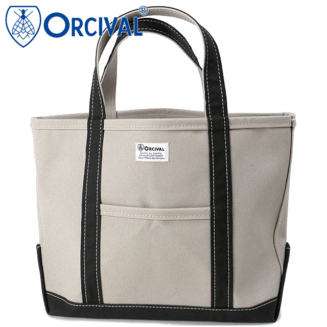 樂天商城 - 【最大100%ポイントバック】ORCIVAL オーシバル トートバッグ ミディアム [OR-H0284-KWC] TOTE BAG MEDIUM メンズ・レディース ユニセックス 鞄 日本製 キャンバストート 中サイズ 帆布 グレー ICE-GREY/CHARCOAL 正規取扱店