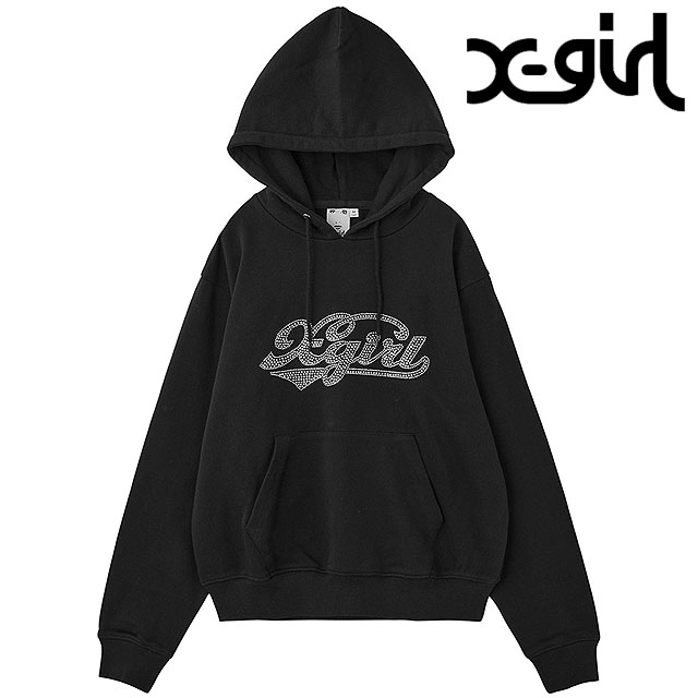 【30%OFF/SALE】X-girl エックスガール ラインストーン スウェットフーディー [105254012008 FW25] RHINESTONE CURSIVE LOGO SWEAT HOODIE レディース xgirl トップス プルオーバー パーカー ブラック 正規取扱店【ts】【e】 shoetime-10064660 Shoetime アウトフィットストア サンプル画像2