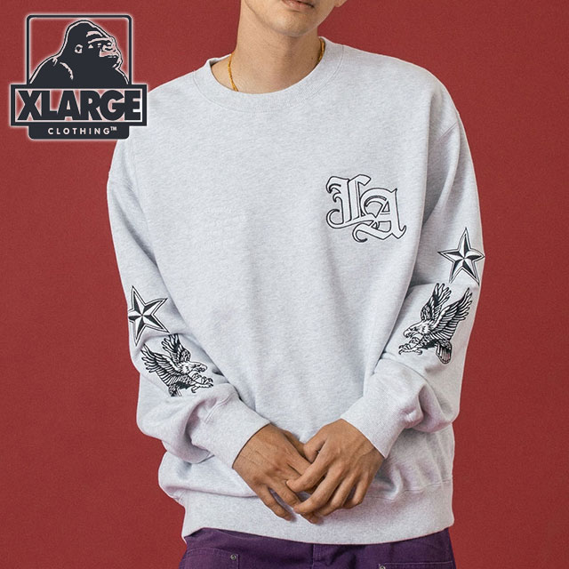 【20％OFF／SALE】エクストララージ XLARGE クルーネック スウェットシャツ [101254012003 FW25] VARSITY CREWNECK SWEATSHIRT メンズ トップス プルオーバー トレーナー アッシュ グレー 正規取扱店【ts】【e】