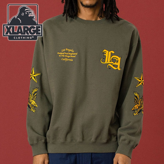 樂天商城 - 【20%OFF/SALE】XLARGE エクストララージ クルーネック スウェットシャツ [101254012003 FW25] VARSITY CREWNECK SWEATSHIRT メンズ トップス プルオーバー トレーナー オリーブ 正規取扱店【ts】【e】