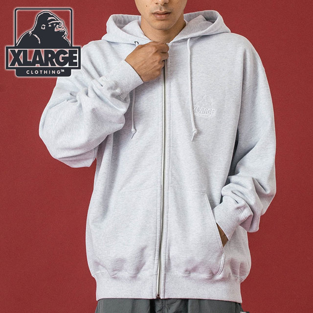 樂天商城 - 【最大100%ポイントバック】XLARGE エクストララージ ジップアップ フーデッドスウェットシャツ [101254012009 FW25] BACKSIDE OG ZIP UP HOODED SWEATSHIRT メンズ トップス パーカー アッシュ グレー 正規取扱店