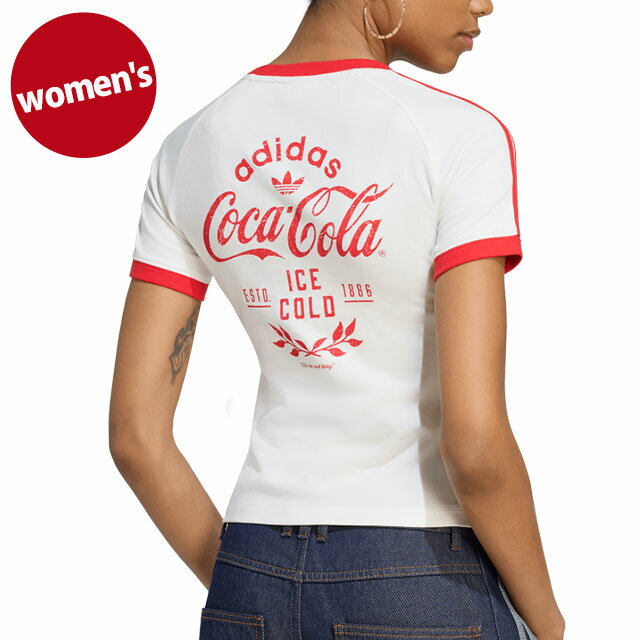 【最大100 ポイントバック】コラボ adidas Originals アディダス オリジナルス レディース コカ コーラ スリーストライプ Tシャツ P4708/KY7559 FW26 COCA-COLA 3 STRIPES TEE トップス 半袖 スポーツtee ラグランスリーブ 白 コアホワイト 【メール便可】 正規取扱店
