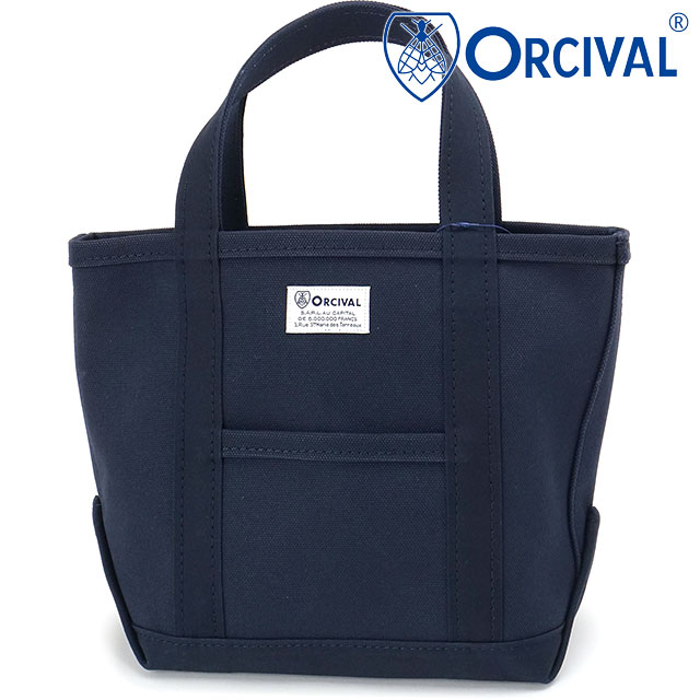 ORCIVAL オーシバル トートバッグ スモール [#OR-H0285-KWC FW26] TOTE BAG SMALL レディース メンズ ユニセックス 4号帆布 コットン100% 高密度 レピア織 ハリコシ 丈夫 外ポケット コンパクト MADE IN JAPAN 日本製 サブバッグ デイリー ネイビー MARINE 正規取扱店