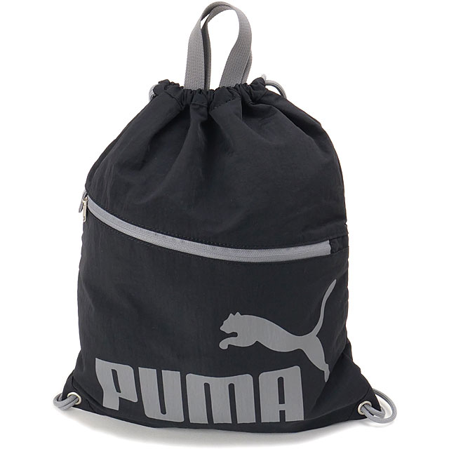 PUMA プーマ ナップサック [J20517 FW26] KNAP SACK ユニセックス パッカブル巾着バッグ サブバッグ カラビナ付き ナイロン 軽量140g 旅行 スポーツ アウトドア ブラック/グレー 【メール便可】 正規取扱店