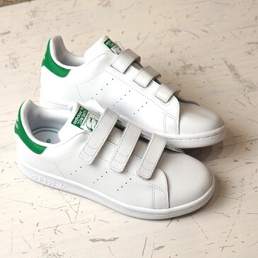 adidas Originals アディダス オリジナルス STAN SMITH CF C キッズ ジュニア スタンスミス ベルクロ コンフォート Rホワイト/Rホワイト/グリーン 靴 （M20607 SS17）