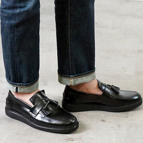 FRED PERRY フレッドペリー スニーカー 靴 メンズ・レディース FP × GEORGE COX TASSEL LOAFER LEATHER ジョージコックス タッセル ローファー レザー BLACK （B8278-102 SS18）【ts】