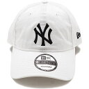 ニューエラ NEWERA キャップ ニューヨーク・ヤンキース ウォッシュドコットン （13562175） 9TWENTY Cloth Strap Washed Cotton メンズ・レディース 帽子 クロスストラップ サイズ調整可能 WHT/BLK 白 ホワイト系